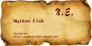 Nyikos Elek névjegykártya